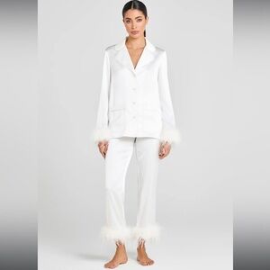 NADINE MERABI DARCIE WHITE PAJAMAS Ivory Satin